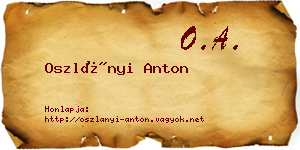 Oszlányi Anton névjegykártya